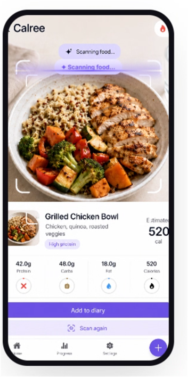 Calree scanning a meal